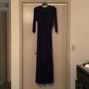 Navy Blue wrap maxi dress 3/4 sleeve